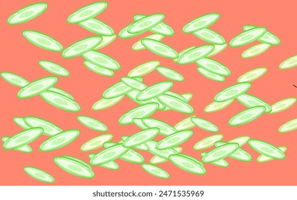 several cucumber slices on an orange background