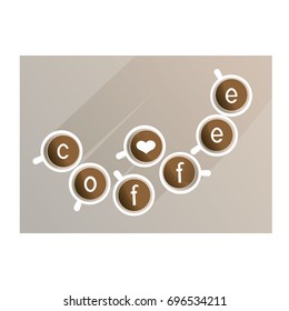 several cups of coffee with the inscription