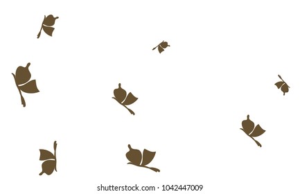 Several Cute Brown Butterflies on White Background