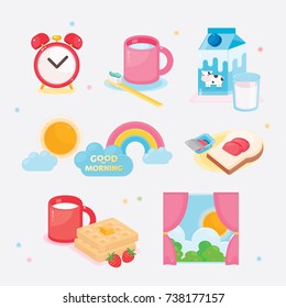 Several cute item for Morning moment. Vector illustration - 