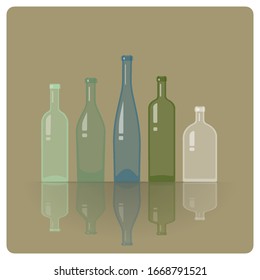 Varias botellas diferentes. Ilustración del vector