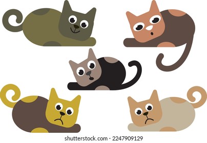 Varios gatos diferentes en una foto. Archivo vector para diseños.