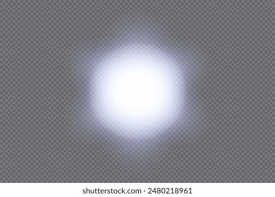 Several diode beams of cold white light overlaid on the wall. Front view of the light of an electric lamp or a flashlight. Shadow vector illustration