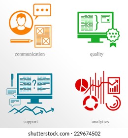 Several directions in the IT sphere 3 / Solid fill vector icons set with names