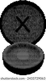Several disk-like objects are located at right angles. Drawing made of lines
