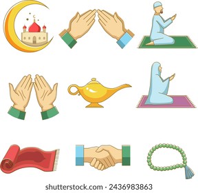 Several elements of Islamic Ramadan icon