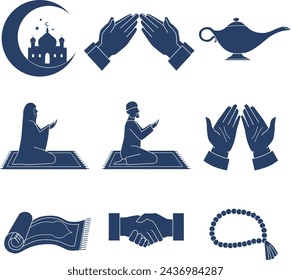 Several elements of Islamic Ramadan icon