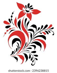 Several elements of patterns and ornaments in the Old Russian style. Vector sprigs of flowers and leaves. For decoration, cards, fabric, textiles, advertising, clothing, packaging.