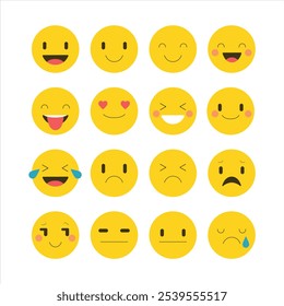 several emoticons flat style illustration