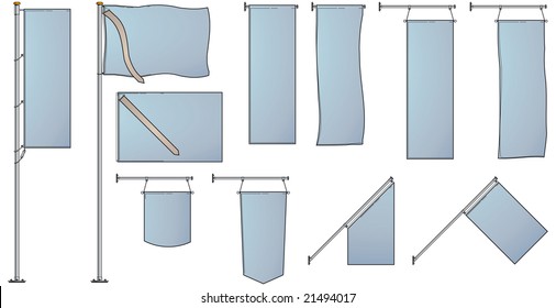 Several flags and banners ideal for design and presentation purposes - Look at the portfolio for other sets