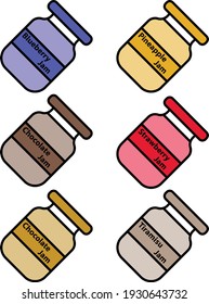 Several flavors of the jam bottle