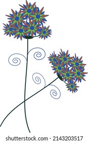Several flowers on twigs.Vector file.