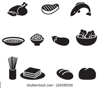 Several food simple pictogram in black color