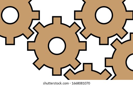varios engranajes conectados entre sí en el contenido de una máquina. fondo blanco. buena ilustración para empresas de tecnología de maquinaria.ilustración vectorial.