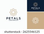 Several Geometric Lines becomes a Flower Petals or Eight Octagon Floral Star Pattern for Natural logo design