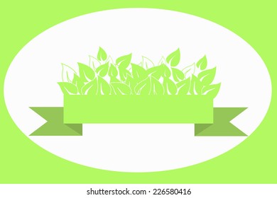 Several green leaves on a green ribbon 