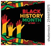 Several hands in Pan-African colors. Black History Month pattern background. Black History Month concept. Flat vector illustration.