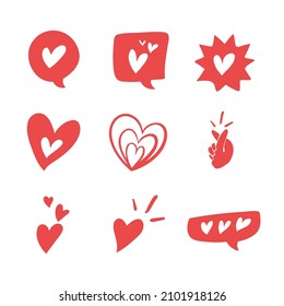 Several heart icons for romantic elements