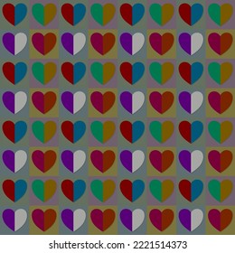 Several hearts are enclosed in a square frame.