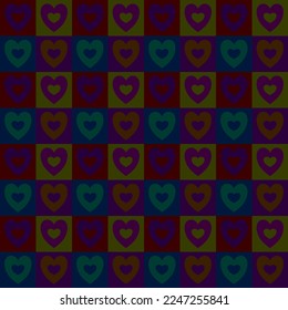 Several hearts are enclosed in a square frame.