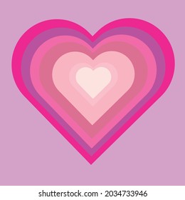 Several hearts icons have pastel purple background.