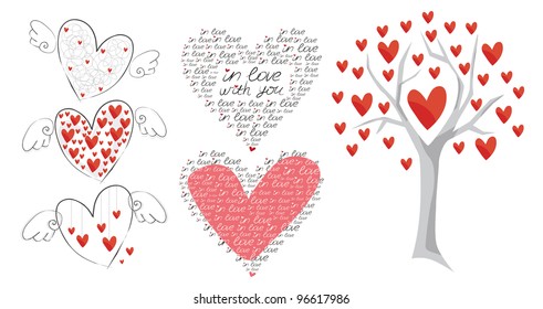 several hearts and tree of love