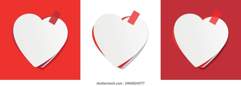 Several heart-shaped memo sheets held by an adhesive tape