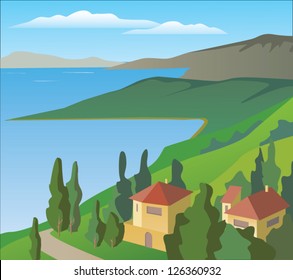 Several houses on the italian coast