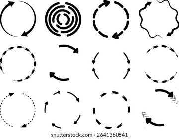 several icon sets or rotating arrow elements with various variations