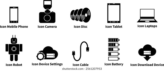 Several icons related to technology and digital. can be edited and used for design materials, web icons, applications, and others.