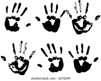 Several Ink Handprints