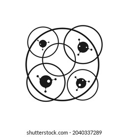 Several Interlocking Circles And The Four Molecules Inside