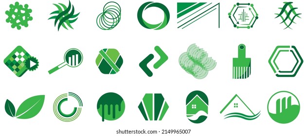 several item green logo set 