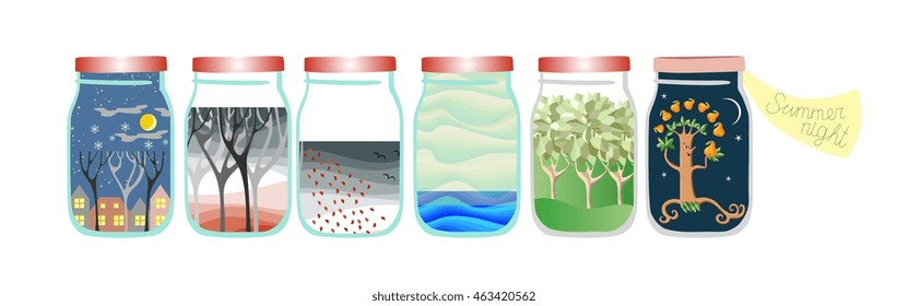 Several jars of weather. Vector illustration