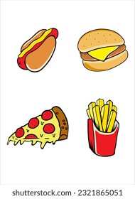 several kinds of food menu icon for fast food restaurant