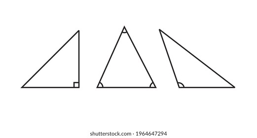 Several kinds of triangles based on the angle, math geometry shapes illustration, line art style - Vector