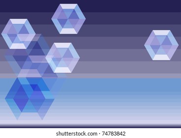 several large transparent diamonds on a dark purple background