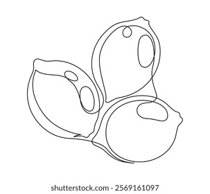 Several lemons isolated on white background. Simple silhouette of citrus fruits. Hand drawn outline of lemons. Vector illustration