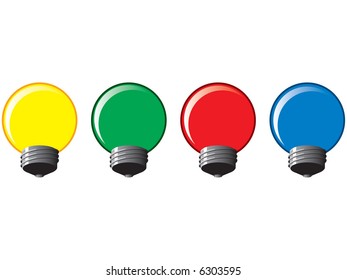 several light bulbs in several colors