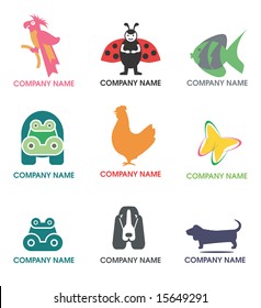 Several logos  and symbol sof  animals for use on a company logo. Vector illustration.