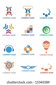 Several logos for use on a company logo. Vector illustration