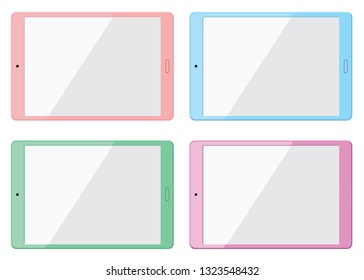 Several multicolored vector tablets. Design elements for illustrating articles, packaging, brochures, booklets, flyers, website, advertising.