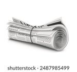 Several newspapers tied with thread. Vector illustration