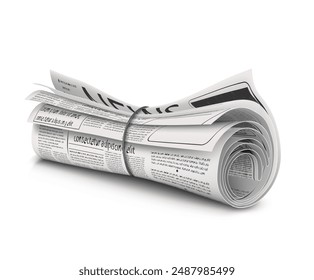 Several newspapers tied with thread. Vector illustration