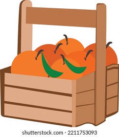 several oranges in a wooden basket