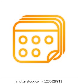 Several pages of calendar. Simple outline icon. Orange sign with low light on white background