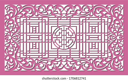 several panels for decorating decorative surfaces. Abstract stripes, lines, panels. Vector illustration of laser cutting. Plotter cutting and screen printing