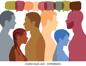 Several people talking in a group profile. Crowd speaks, concept communicates. Vector Illustration. A communication bubble and a social networking site.