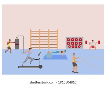 several people training in gym