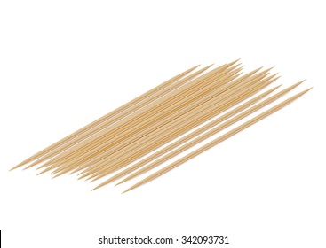 Several photorealistic toothpicks. On the topic of hygiene and health. Isolated on white background. Exploitable for printing design. Vector.